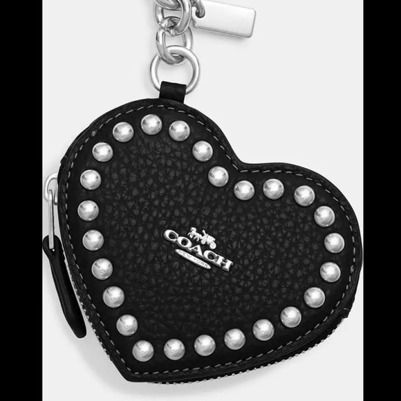 NWT Coach black heart pouch with rivets - Picture 1 of 7
